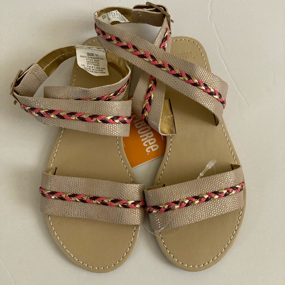*Gymboree Metallic Beige Wrap Around Ankle Strap with Braided Detail #H